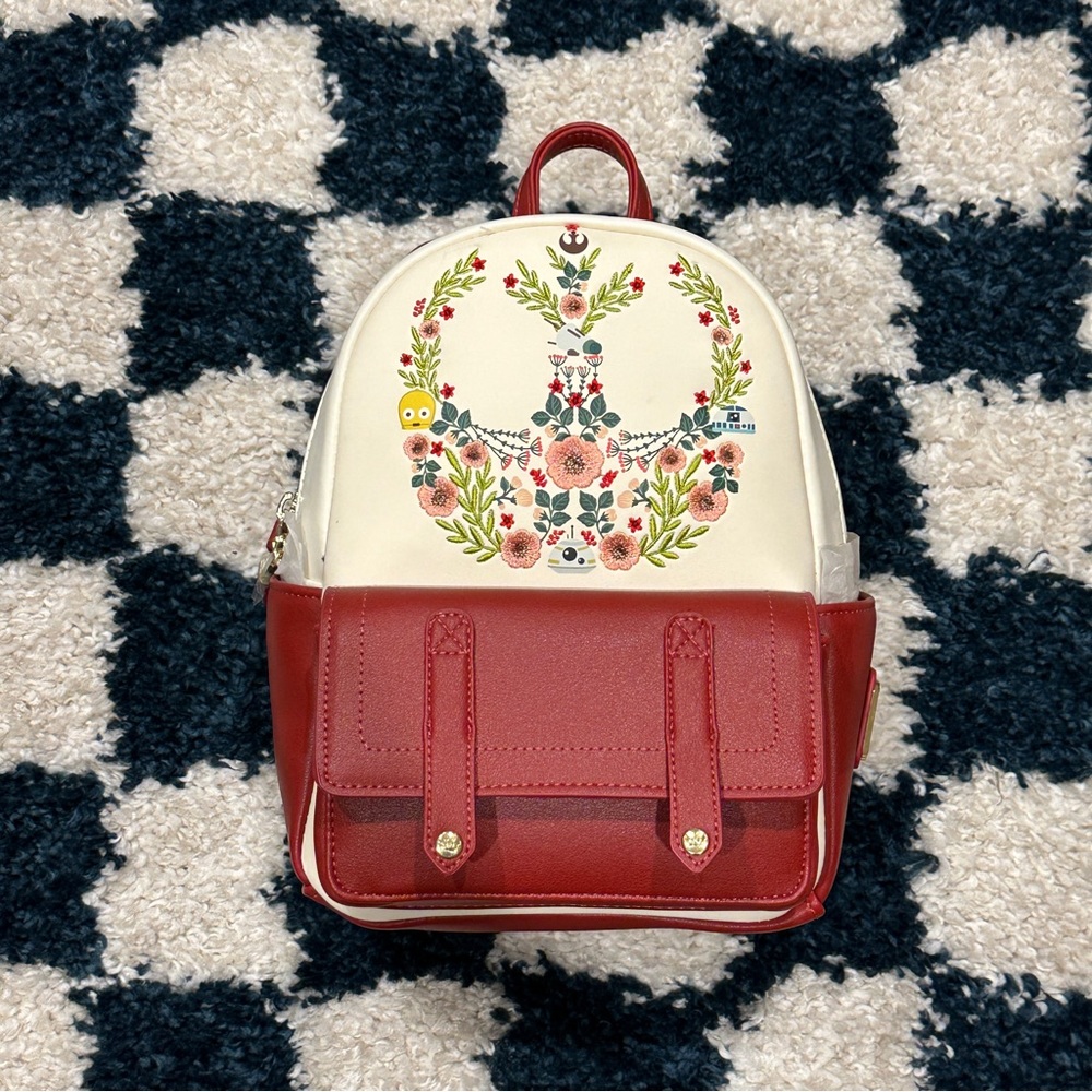 NWT Loungefly Star Wars Floral Rebel Symbol 2-Tone Mini Backpack
